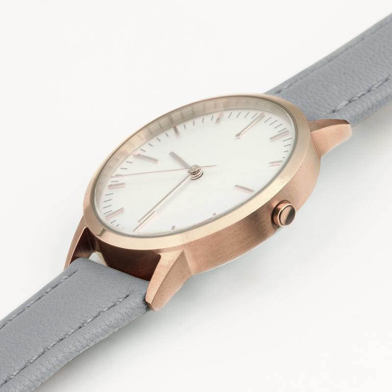 Rose Gold & Grey Gray Watch - Leather Womens / Ladies Minimalist Unbranded no logo Watch / Timepiece