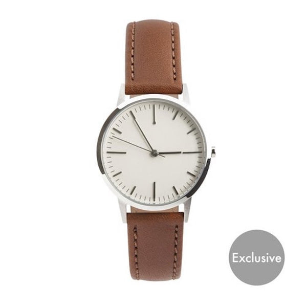 Silver and Light Brown Tan small dial fte3006 timepiece - Freedom To Exist - Luxury Unbranded Minimalist Watches