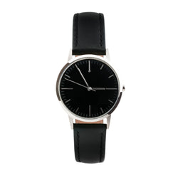 Silver, Black Dial Watch - Black Strap - 30mm Womens small dial unbranded vintage minimal watch