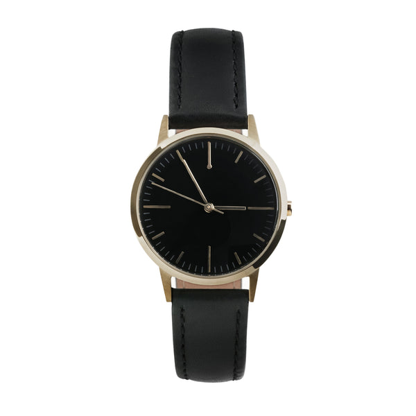 Ladies Gold & Black Watch - Simple unbranded no logo design for the skinny wrist