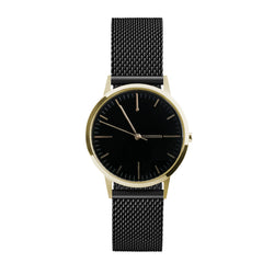Black Milanese Mesh Strap, Gold Case, Black Dial and Gold Markings - Ladies Watch UK - Buy from Freedom To Exist