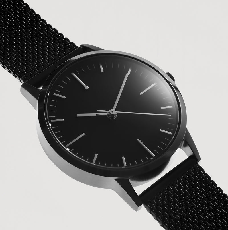 40mm Watch - All Black Milanese Mesh Mens watch - Freedom To Exist