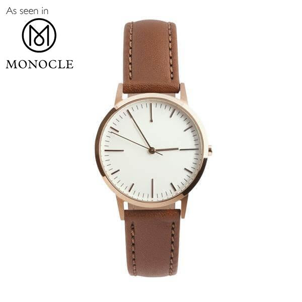 Ladies Watch - 30mm Rose Gold & Tan Leather Womens/Ladies Minimalist no logo Watch - Swiss