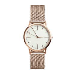 Rose gold 30mm unbranded simple watch with 15mm milanese mesh band - freedom to exist