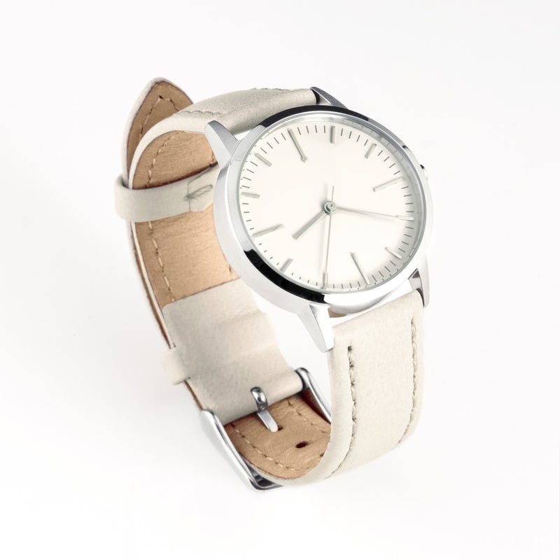 Silver & Cream Nougat Leather Watch Womens/Ladies  Watch Wonderland Magazine - fte3004 