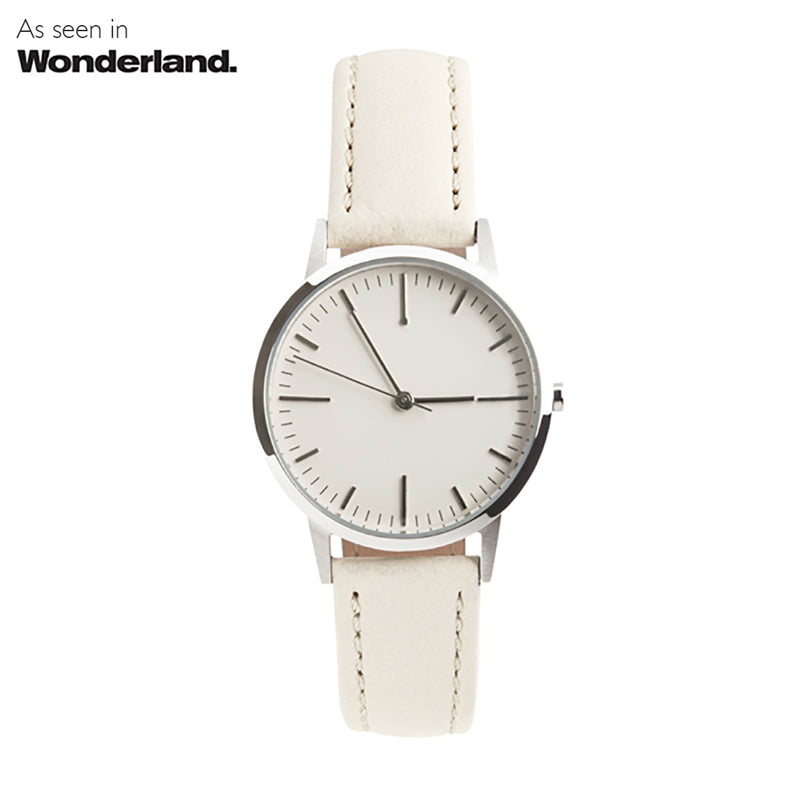 Silver & Cream Nougat Leather Watch Womens/Ladies  Watch Wonderland Magazine - fte3004 