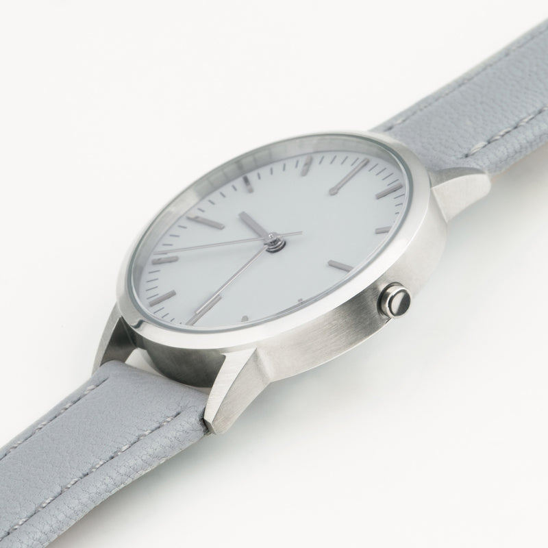 fte3005 Silver & Grey Gray Leather Womens/Ladies Minimalist Vintage inspired Watch