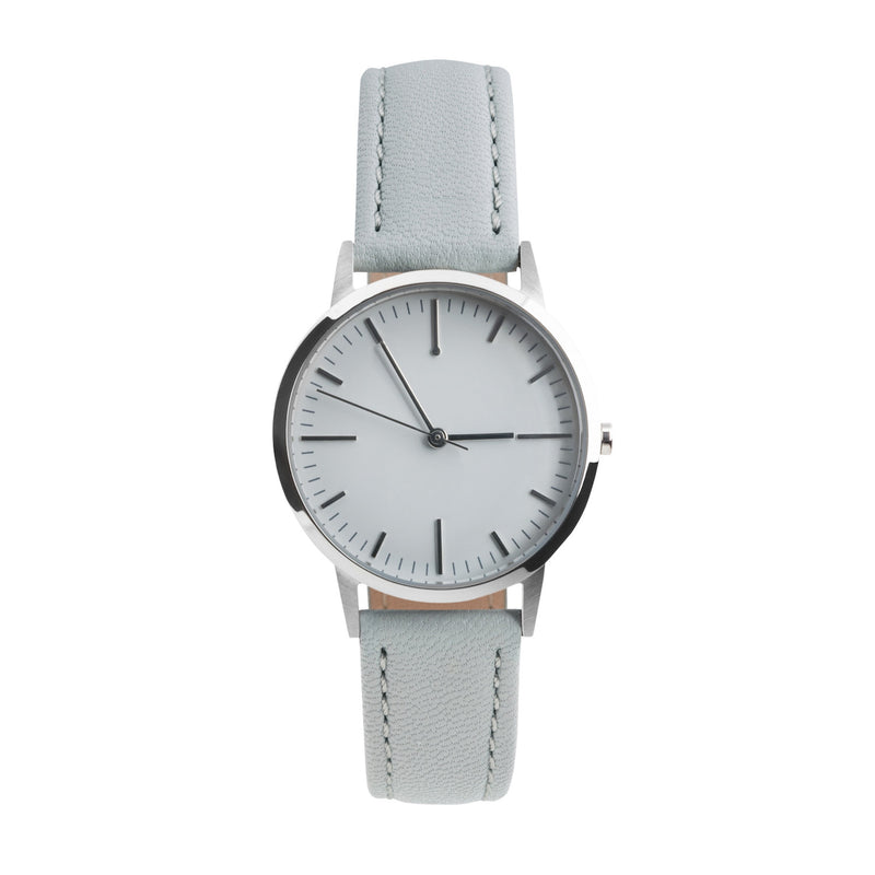 fte3005 Silver & Grey Gray Leather Womens/Ladies Minimalist Vintage inspired Watch