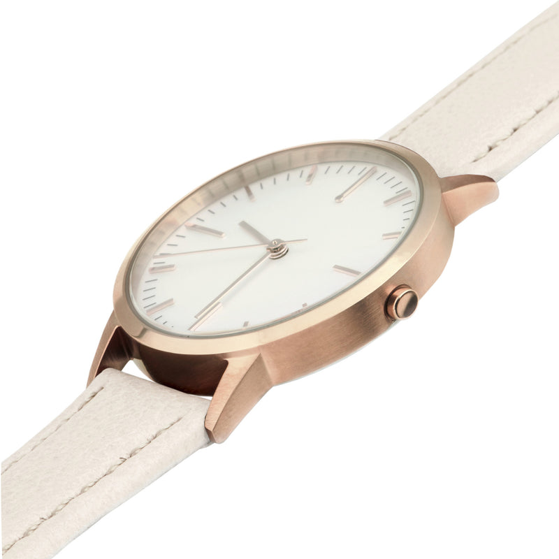 fte3012 Rose Gold & Cream Leather Womens / Ladies Minimalist Vintage inspired Watch / Timepiece
