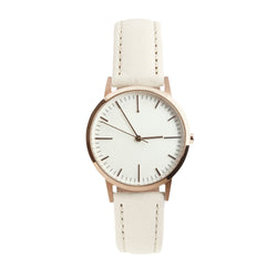 fte3012 Rose Gold & Cream Leather Womens / Ladies Minimalist Vintage inspired Watch / Timepiece