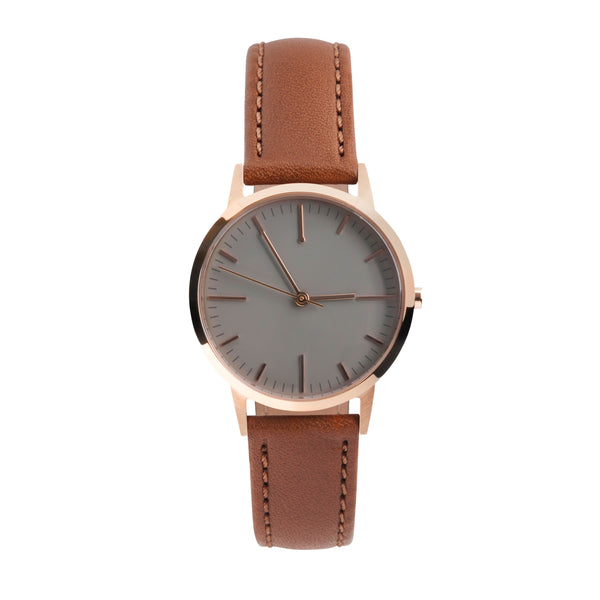 fte3014 - Rose Gold, tonal brown face and light brown Tan Watch