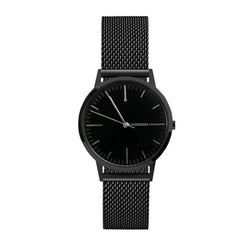 All Black - 30mm Womens small dial unbranded vintage inspired minimalist watch - mesh strap