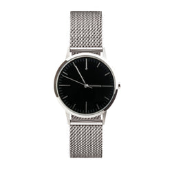 Silver Black Dial Watch - Mesh Strap 30mm Womens small unbranded minimal watch fte3210 - Under £100
