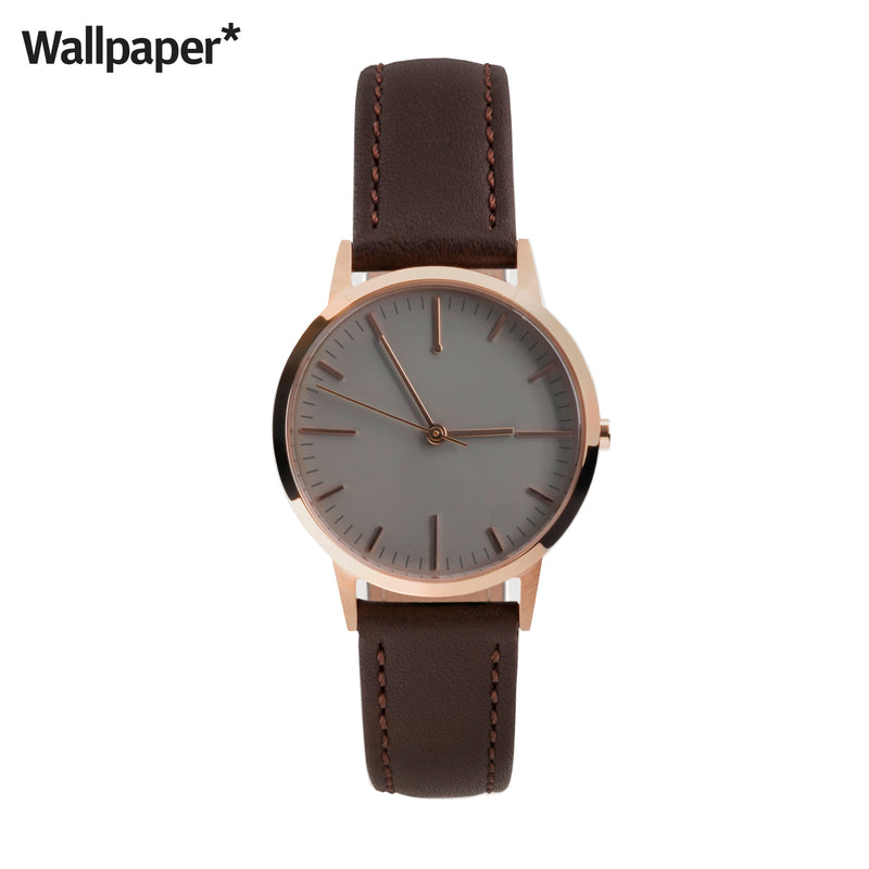 Ladies Watch Under £50, Small 30mm Rose Gold Dark Brown Leather Womens Minimal Unbranded - Skinny Wrist