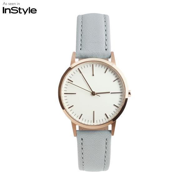 Rose Gold & Grey Gray Watch - Leather Womens / Ladies Minimalist Unbranded no logo Watch / Timepiece
