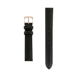 Black Leather Strap - Rose Gold Buckle - Replacement Italian Leather Strap - 15mm - Minimalist Watch