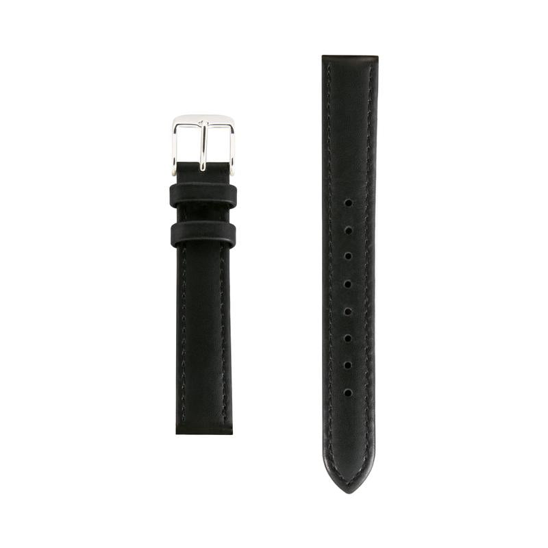 Black Leather Strap - Silver Buckle - Replacement Italian Leather Strap - 18mm - Minimalist Watch