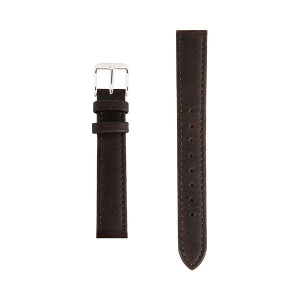 Dark Brown Leather - Silver buckle - Replacement Italian Leather womens Strap - 15mm - Minimalist