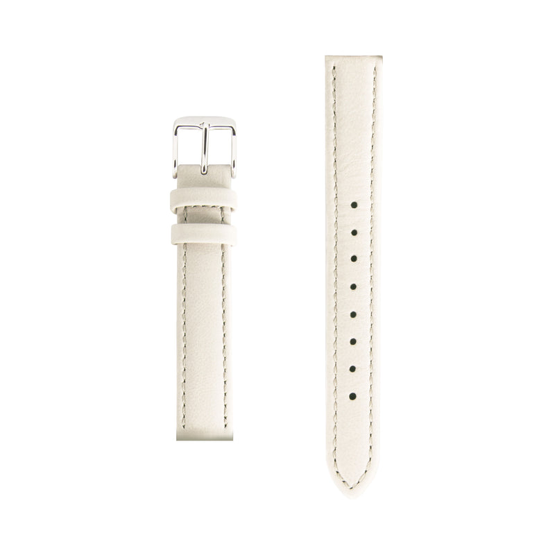 Cream Nude Leather Watch Strap - Silver Buckle - 15mm Italian Leather Watch Strap - Minimalist