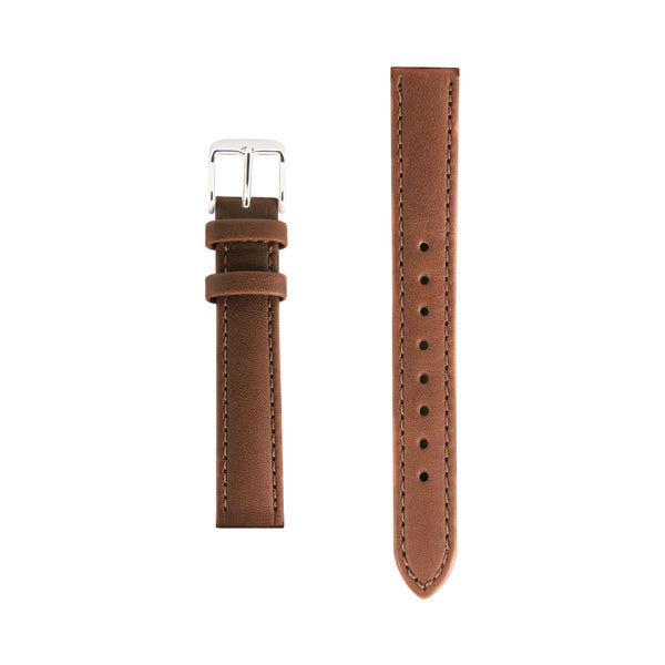 Tan Leather Replacement Strap - Silver Buckle - Replacement Italian Leather Strap - 15mm